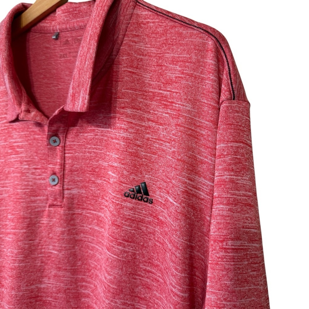 Adidas Men's Mesh Broken Stripe Polo Shirt Red Athletic Casual Top Size 2XL - Picture 2 of 5
